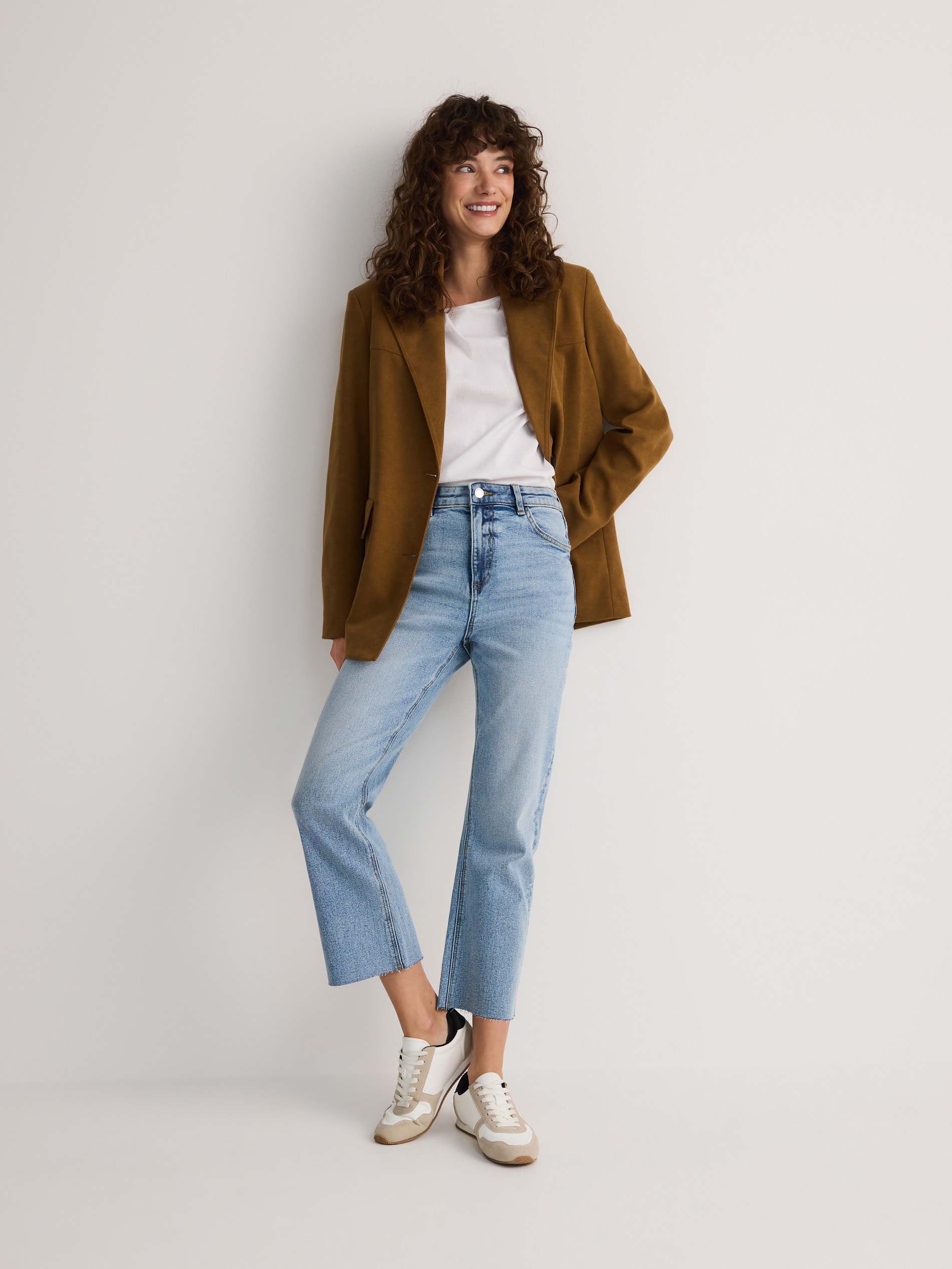 Reserved - Jeansy flare petite - niebieski