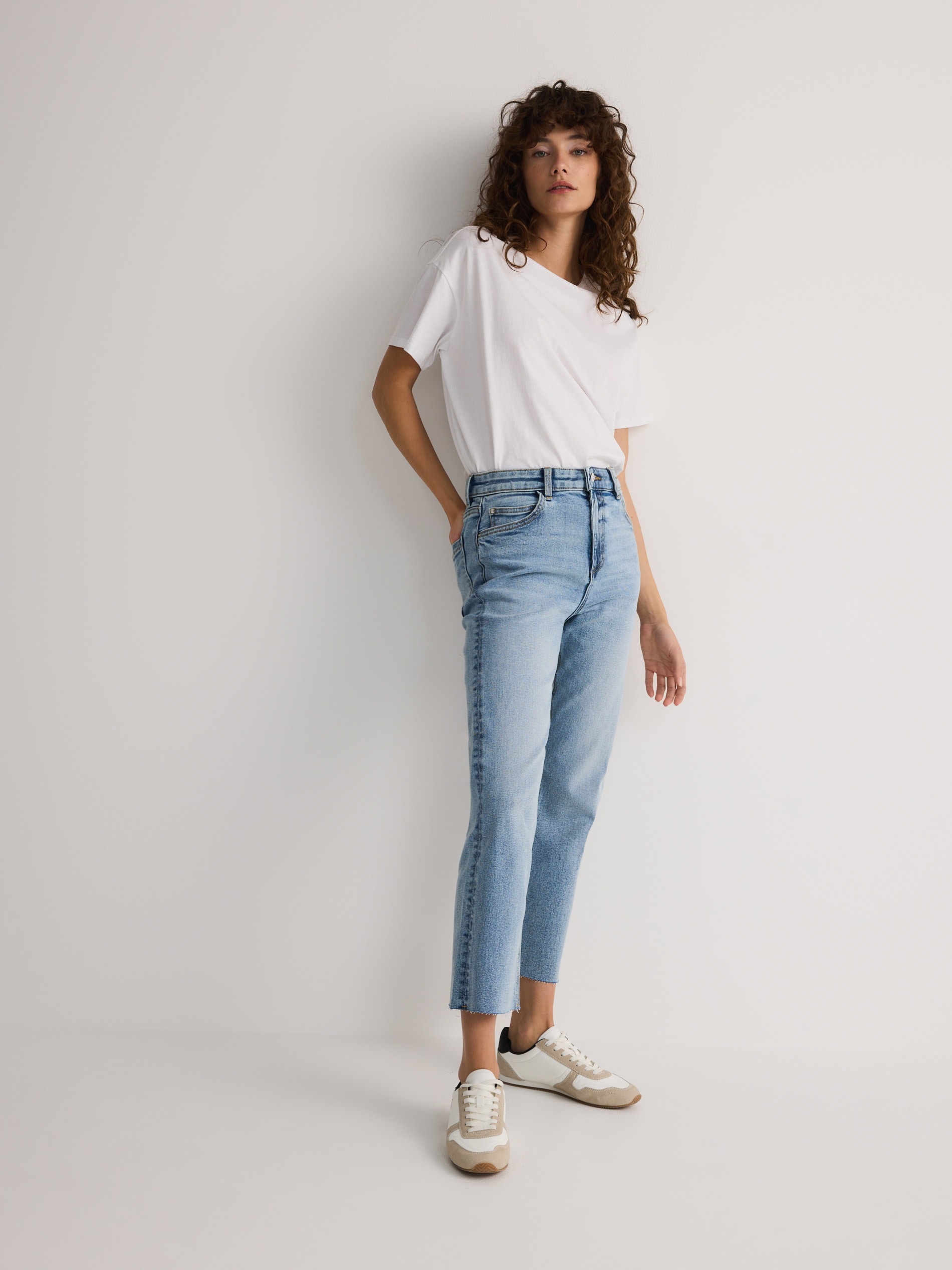 Reserved - Jeansy flare petite - niebieski