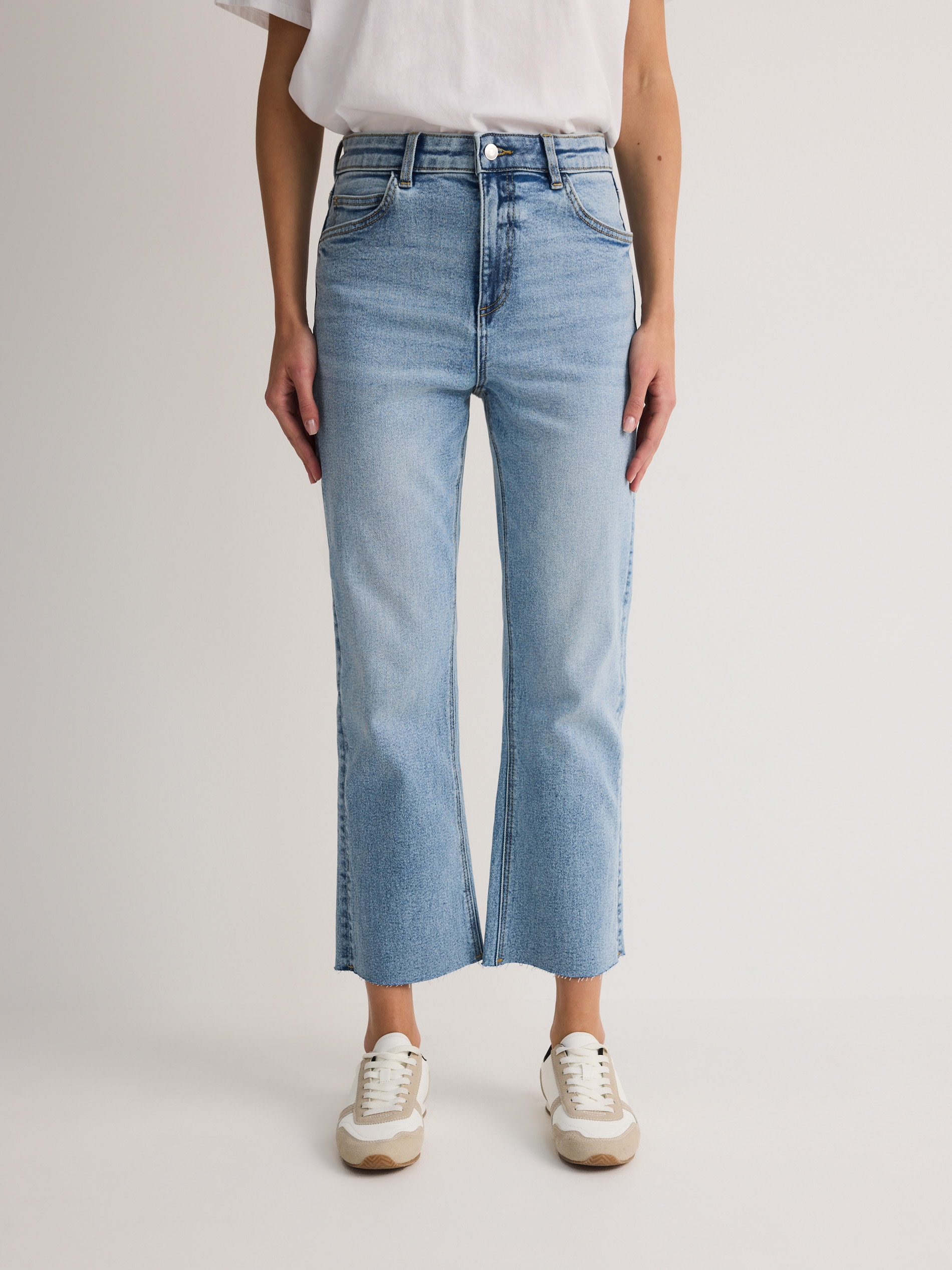 Reserved - Jeansy flare petite - niebieski