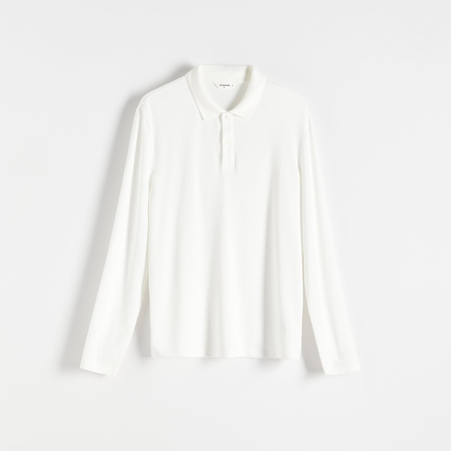 E-shop Reserved - Tričko polo s dlhými rukávmi comfort fit - Krémová