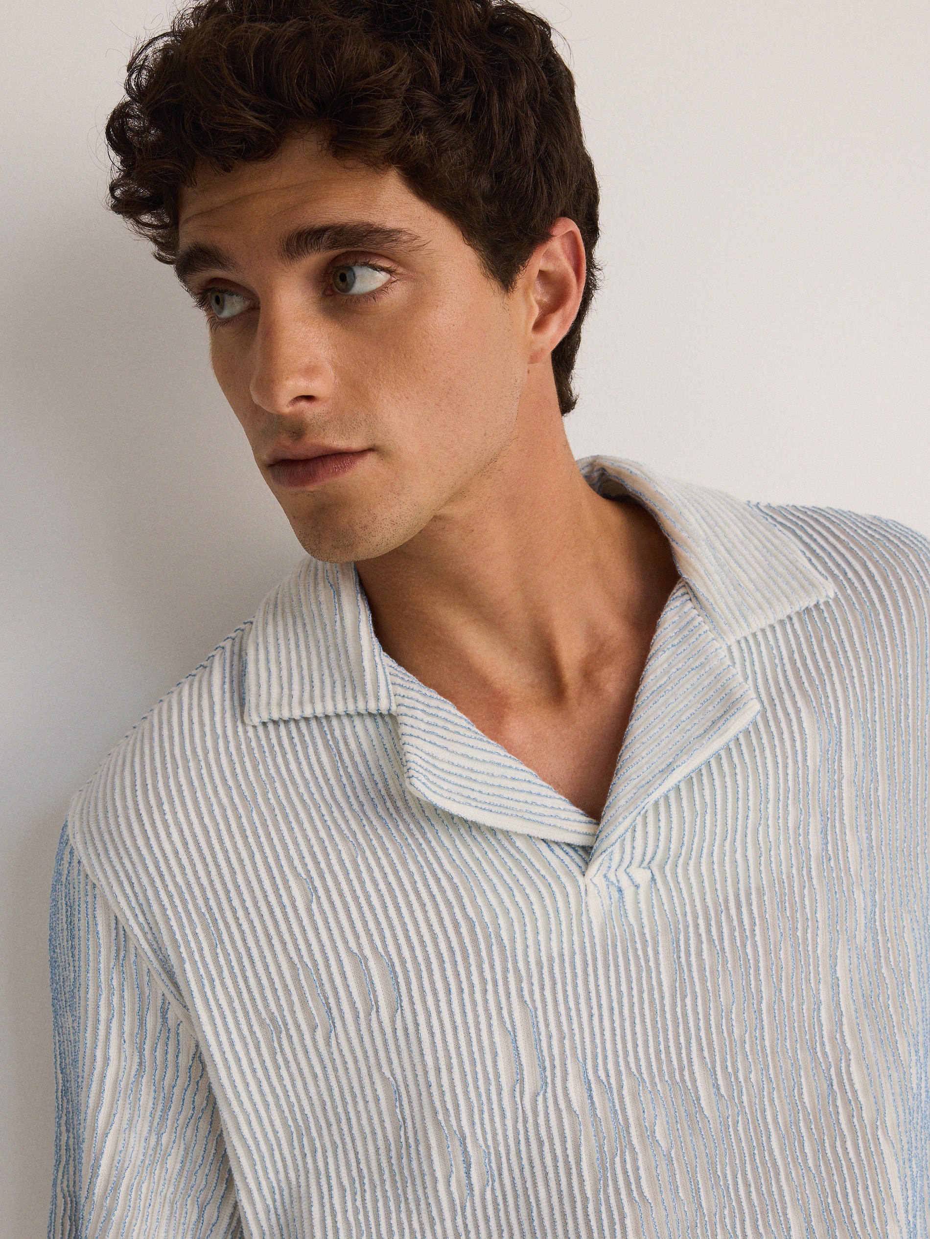 Reserved - Polo strutturata comfort fit - blu pallido
