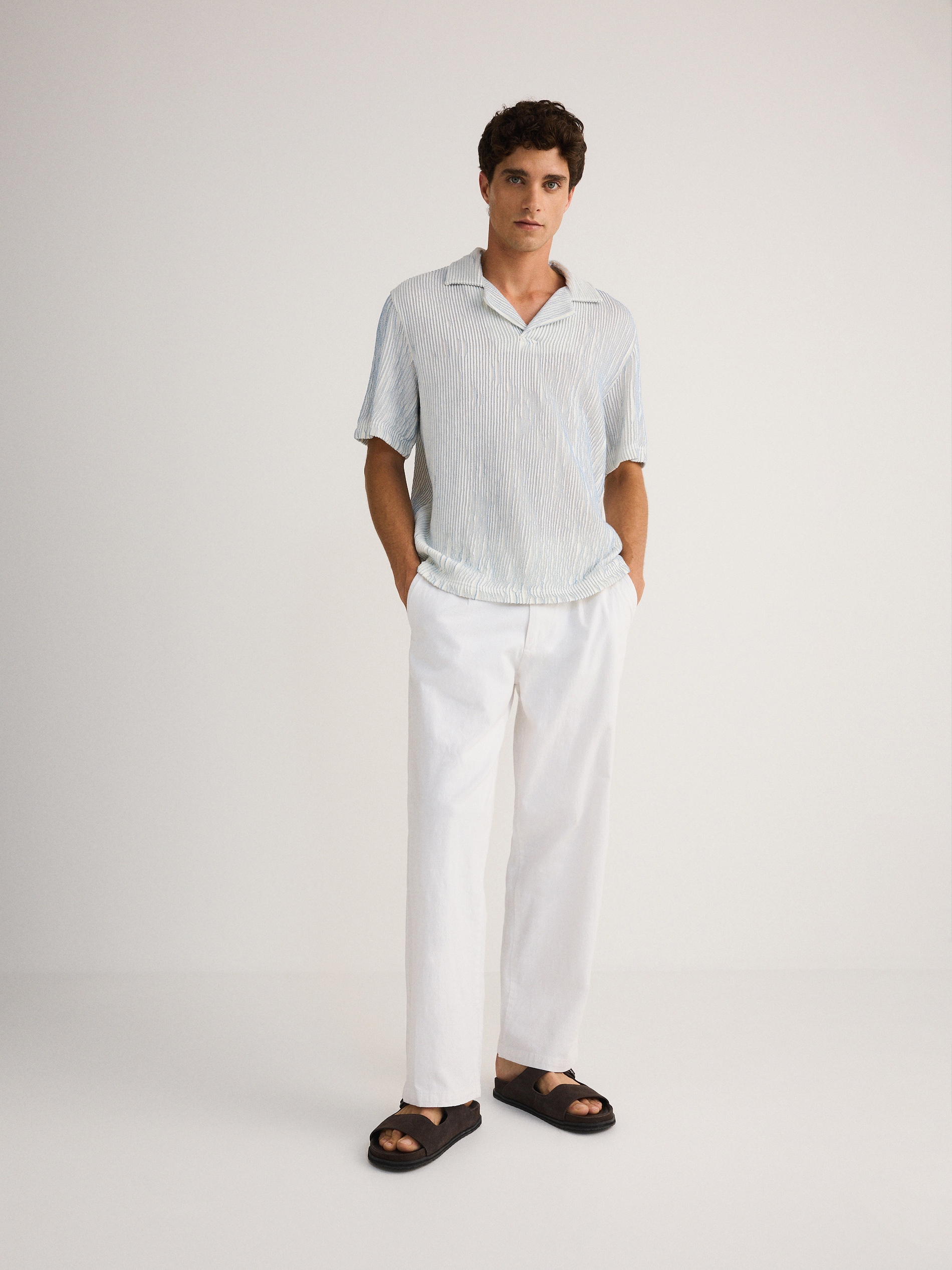 Reserved - Polo strutturata comfort fit - blu pallido