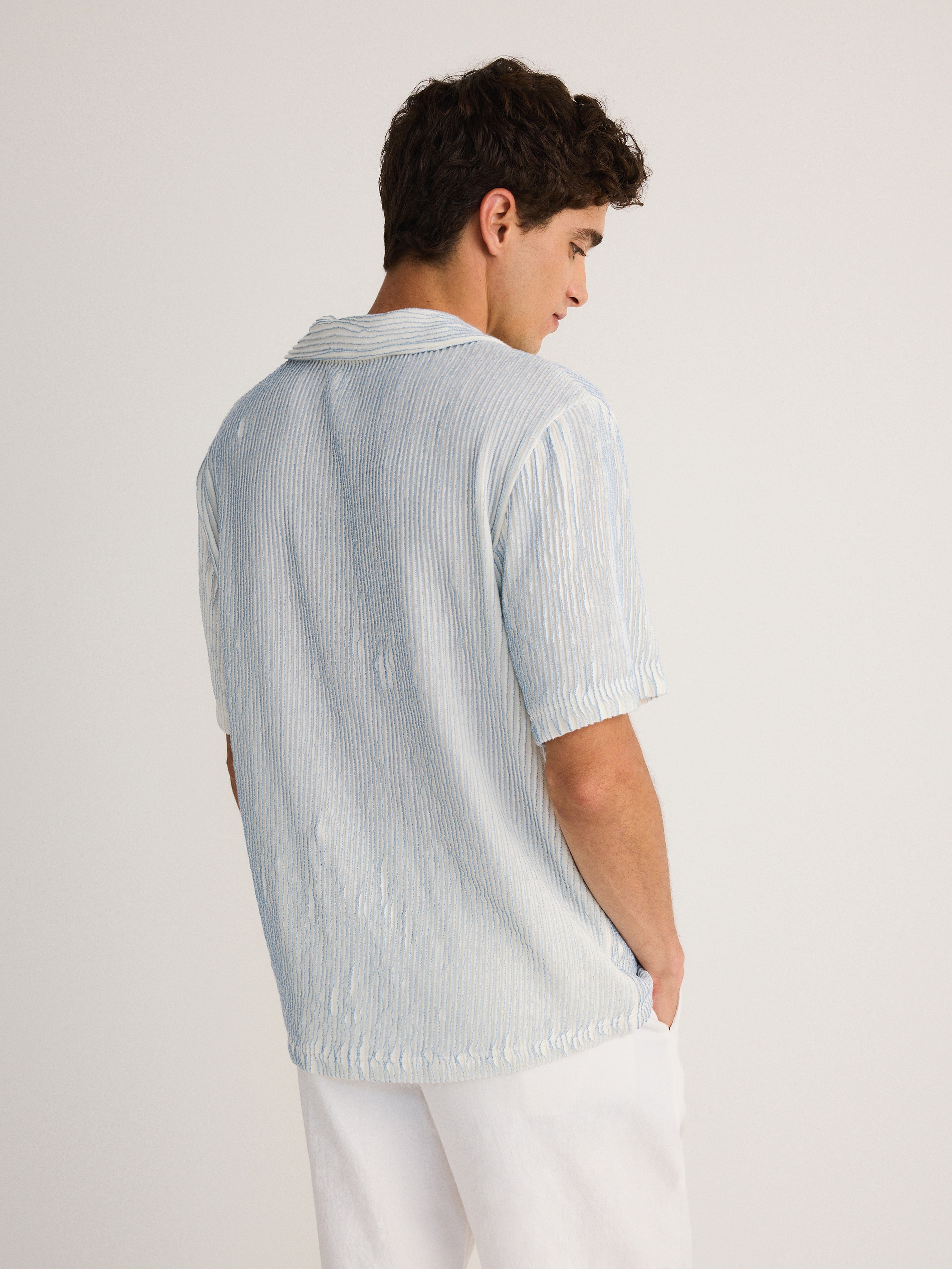 Reserved - Polo strutturata comfort fit - blu pallido