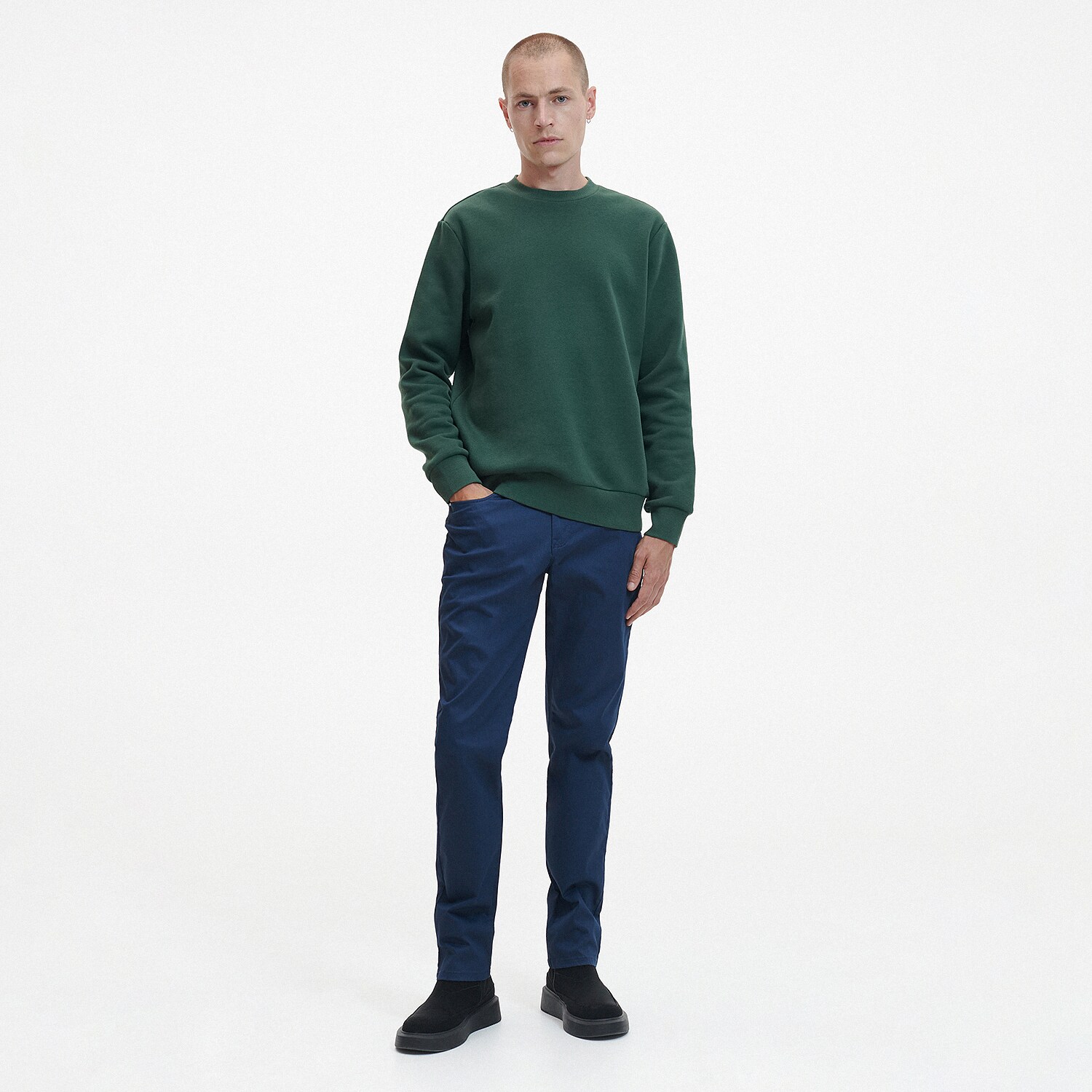 Reserved – Pantaloni regular din bumbac – Albastru Albastru imagine noua gjx.ro