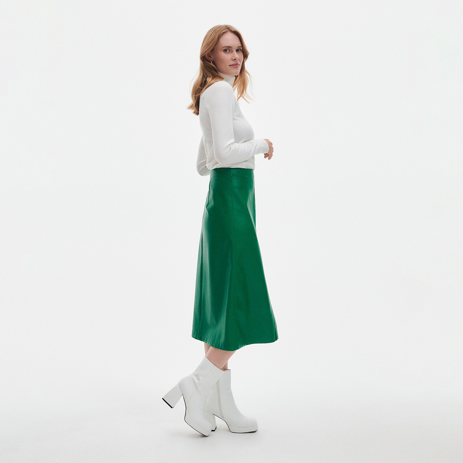Reserved – Fustă din piele ecologică – Verde clothes imagine noua 2022