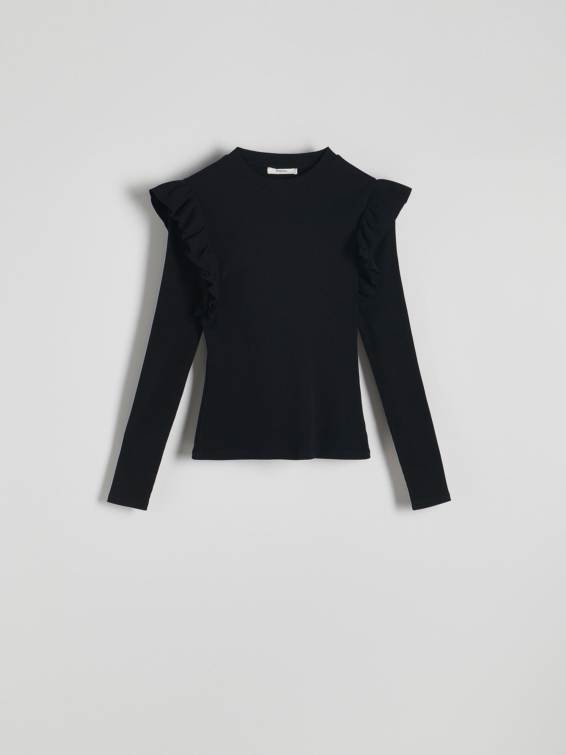 Reserved - Jersey de manga larga con volantes - negro