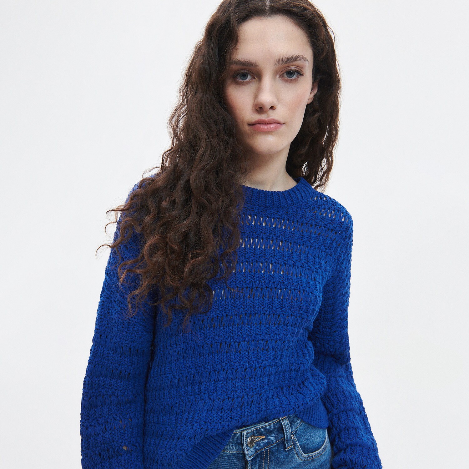 Reserved – Pulover din tricot structurat – Turcoaz clothes imagine noua 2022