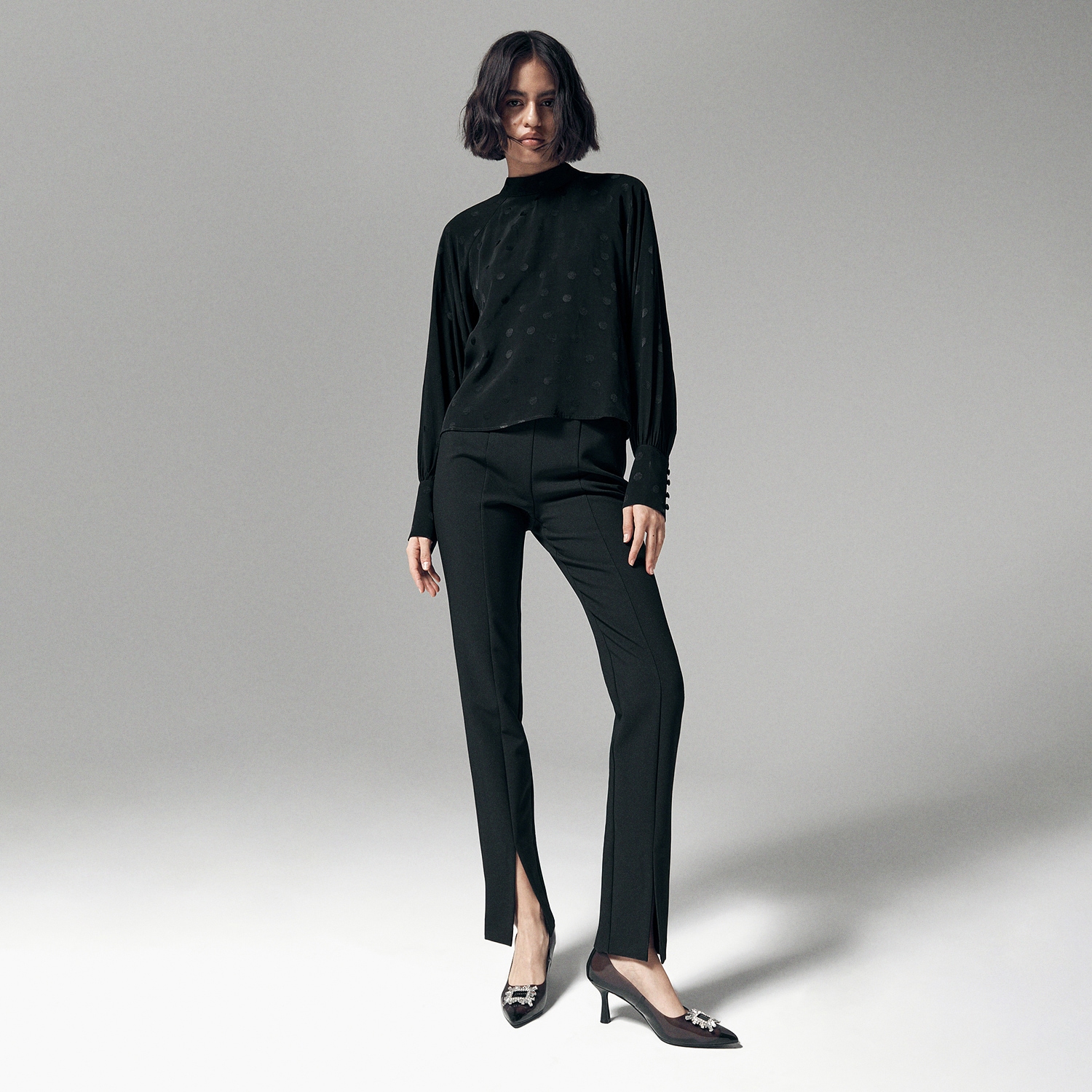 Reserved – Pantaloni cu crăpături laterale – Negru clothes imagine noua 2022