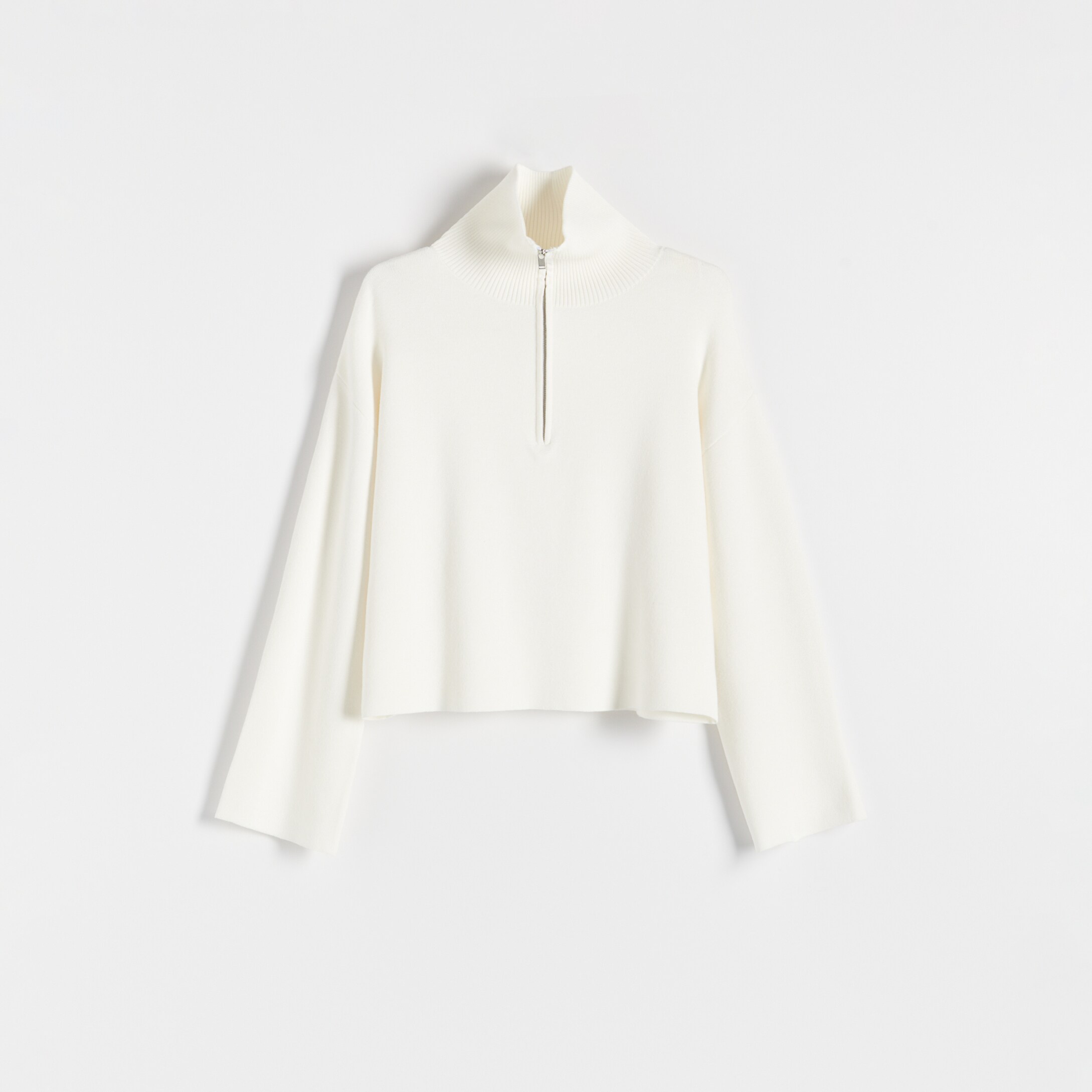 Reserved – Pulover cu guler tip helancă cu fermoar – Ivory clothes imagine noua 2022