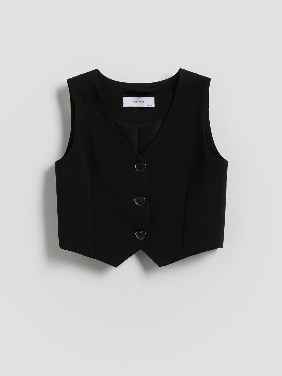 Vest with decorative buttons - black - RESERVED