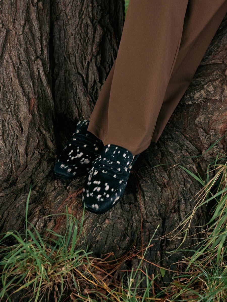 Leather loafers with fur - multicolor - RESERVED