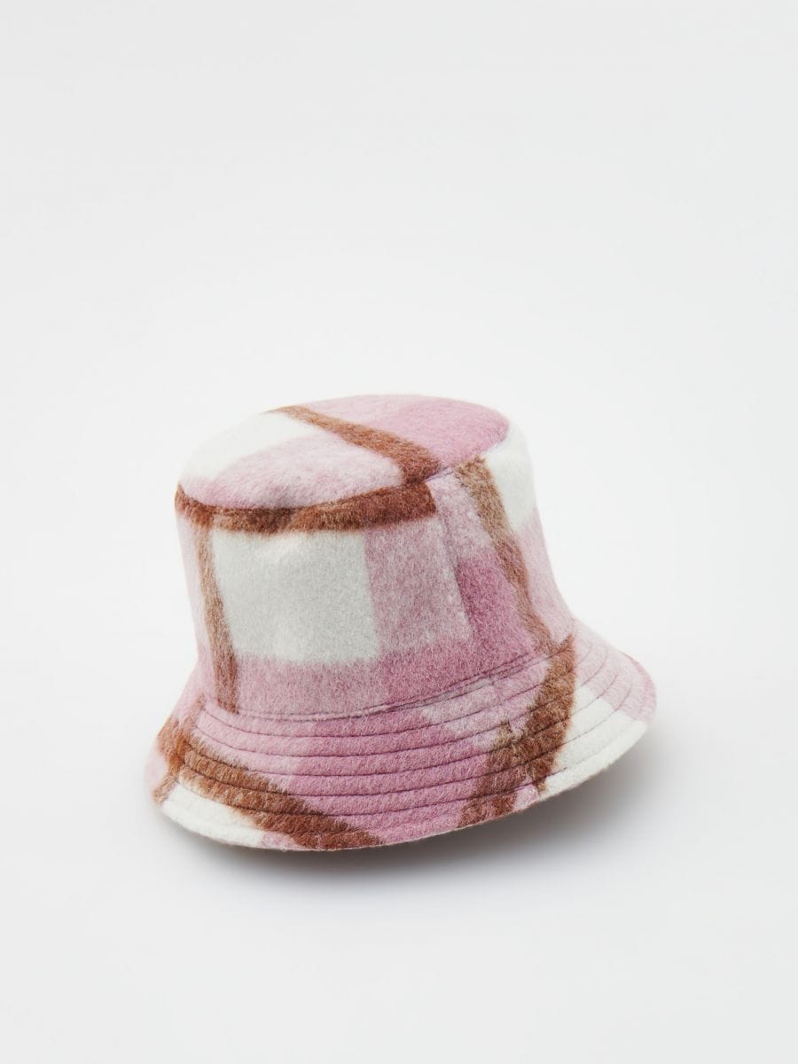 Bucket hat w kratkę - różowy - RESERVED