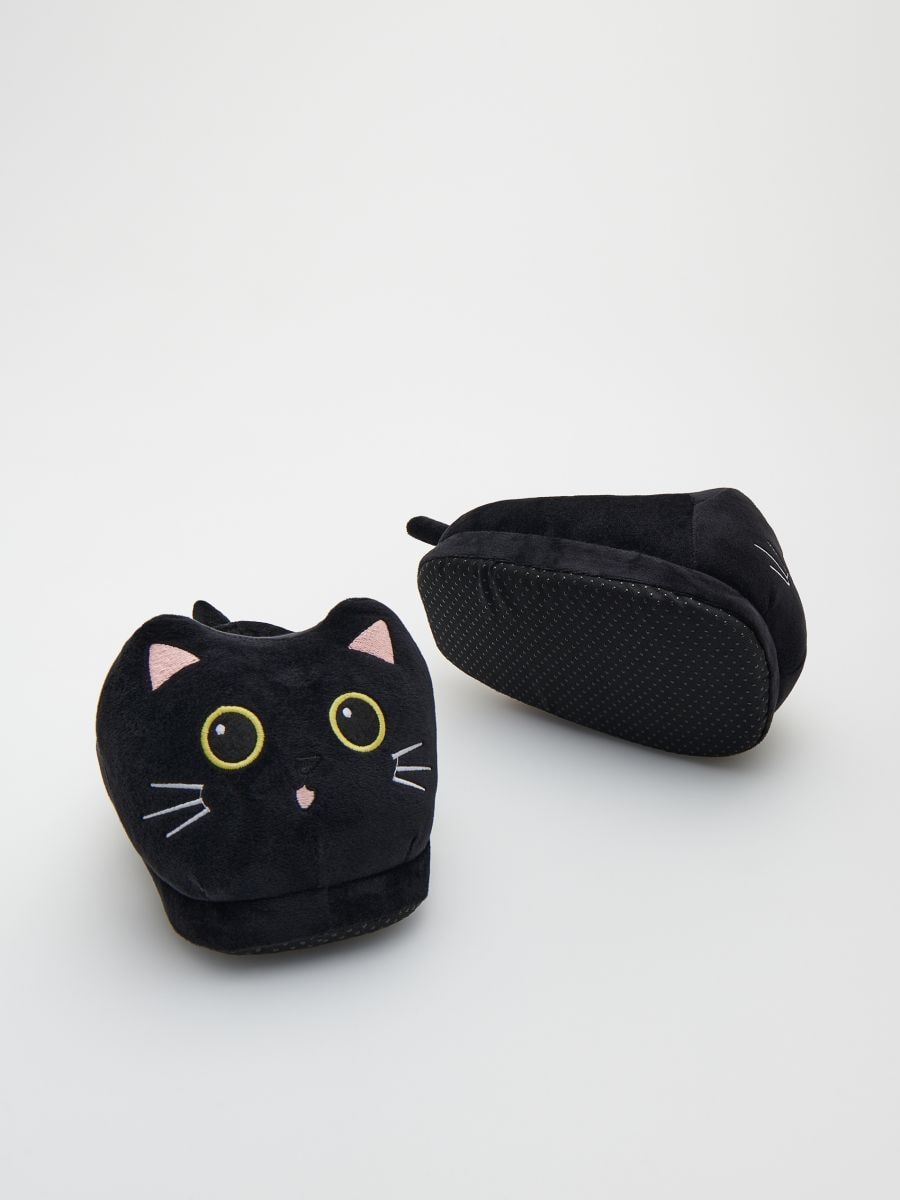 Glow-in-the-dark cat motif slippers - black - RESERVED - 6