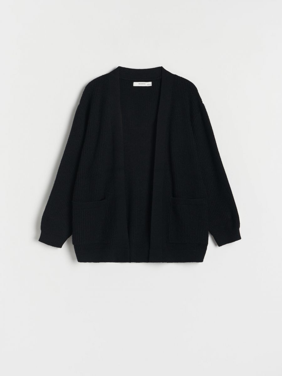 Plain viscose blend cardigan - black - RESERVED - 2