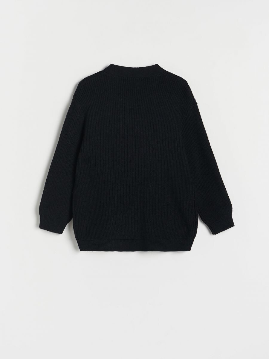 Plain viscose blend cardigan - black - RESERVED - 3