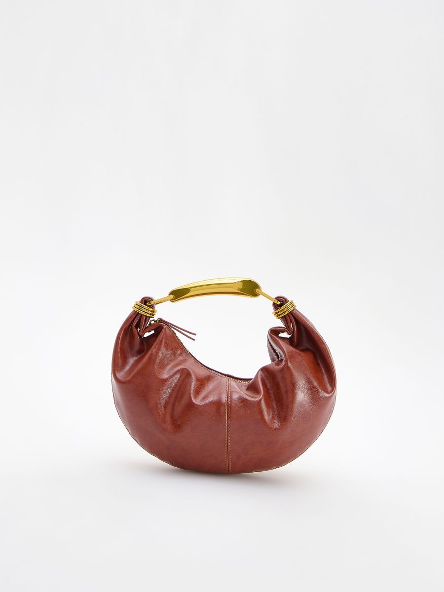 Handbag with metal handle - maroon - RESERVED - 2