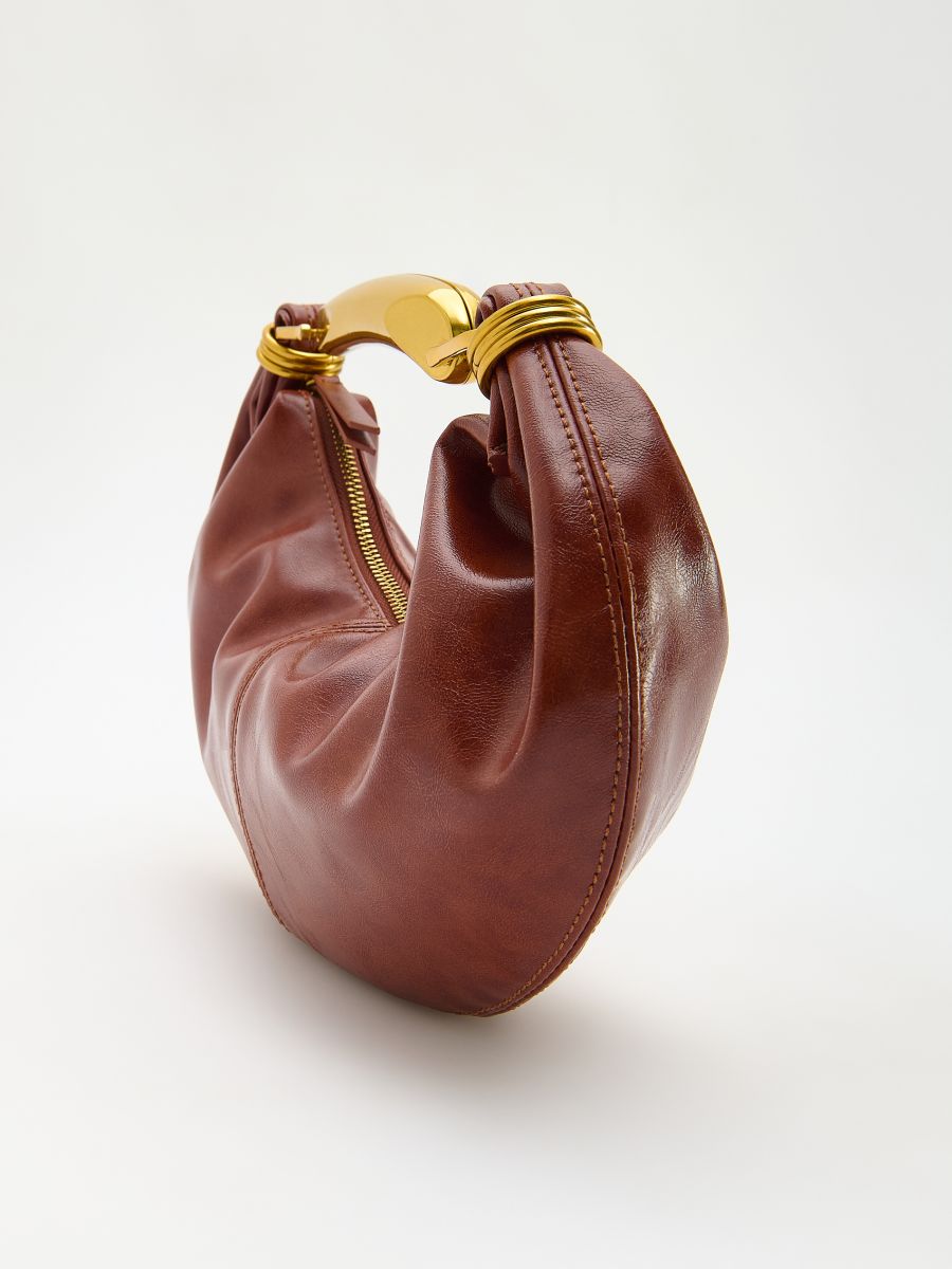 Handbag with metal handle - maroon - RESERVED - 3