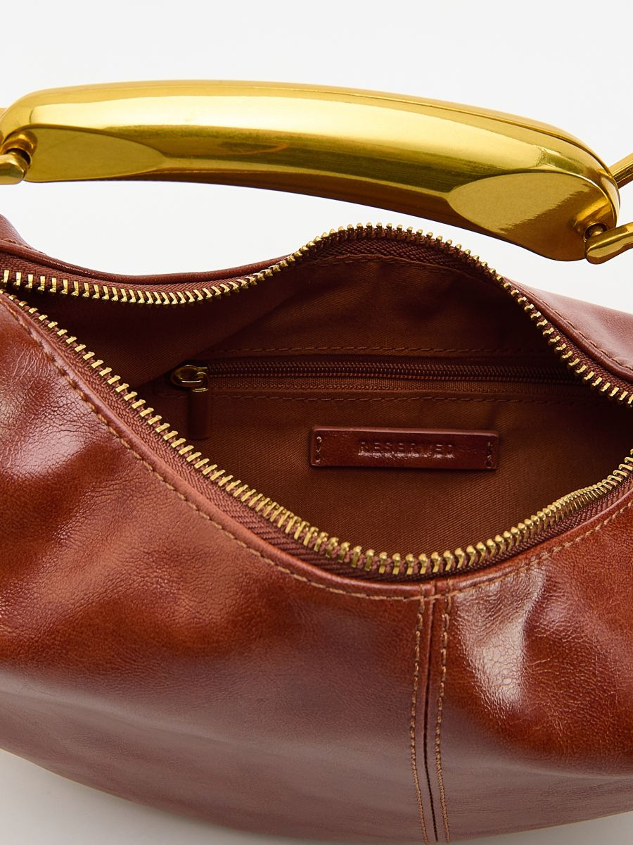 Handbag with metal handle - maroon - RESERVED - 4