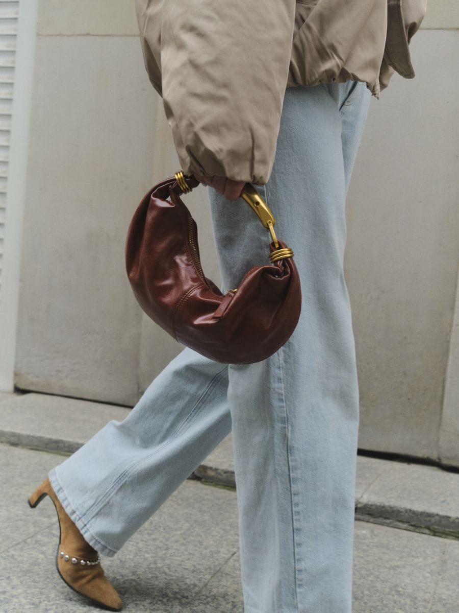 Handbag with metal handle - maroon - RESERVED - 6