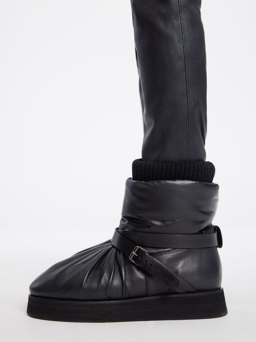 Vinterkängor i nylon med läderdetaljer - SVART - RESERVED - 5