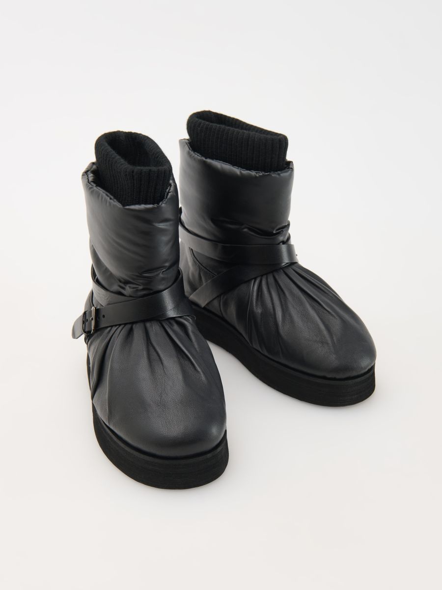 Vinterkängor i nylon med läderdetaljer - SVART - RESERVED - 2