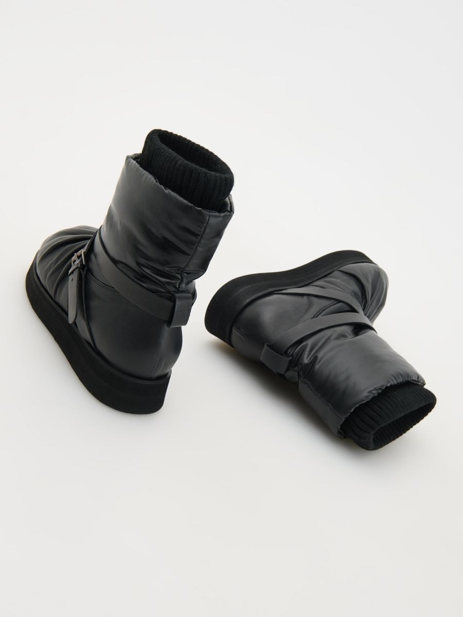 Vinterkängor i nylon med läderdetaljer - SVART - RESERVED - 3