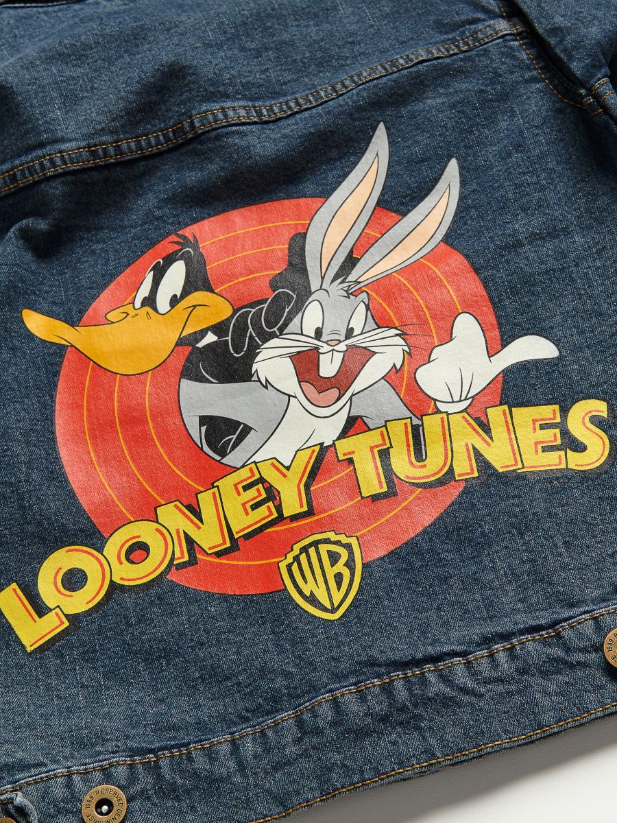 Looney Tunes denim jacket with hood Color steel blue