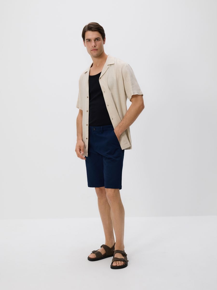 Regular chino shorts - navy - RESERVED
