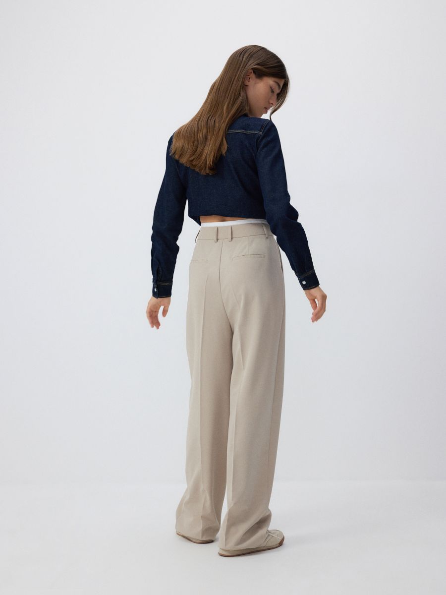 Pantalon ample beige new arrivals