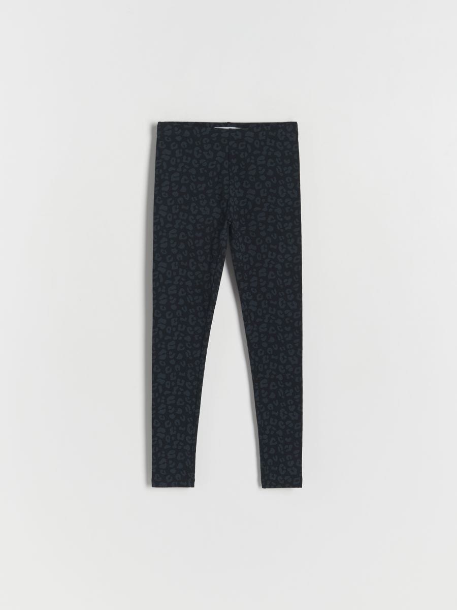 Cotton rich leggings with leopard print - black - RESERVED - 2