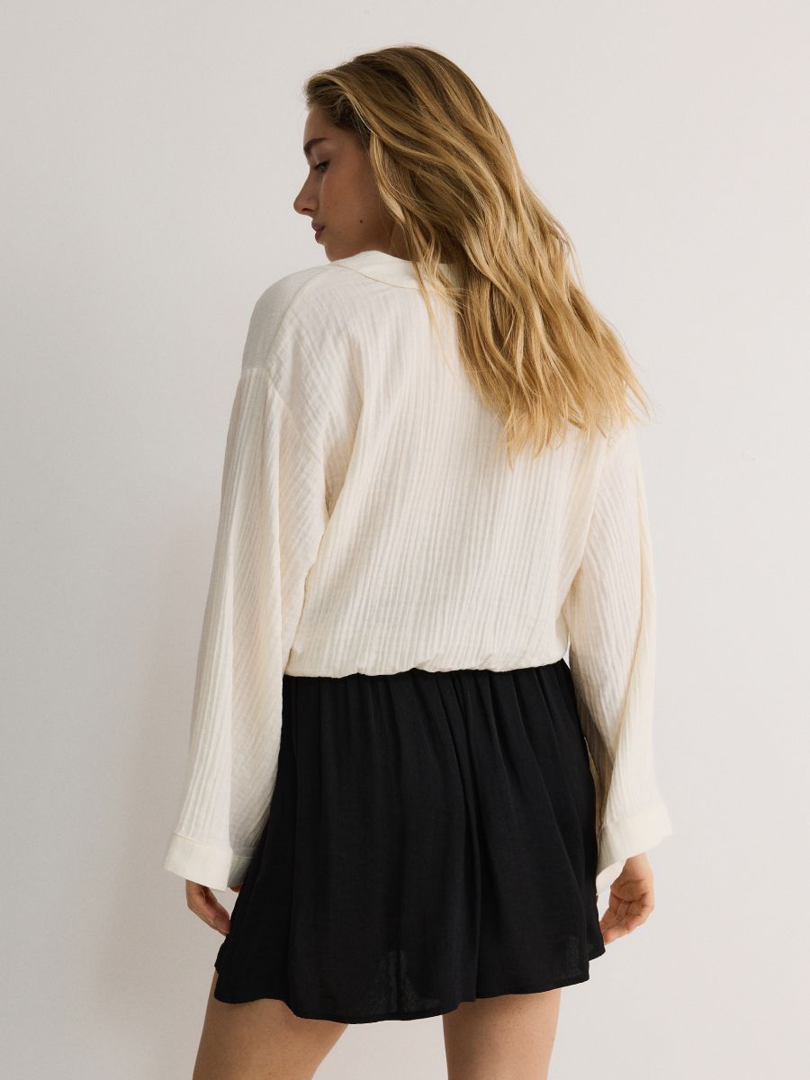 Plain fabric shorts - black - RESERVED - 3