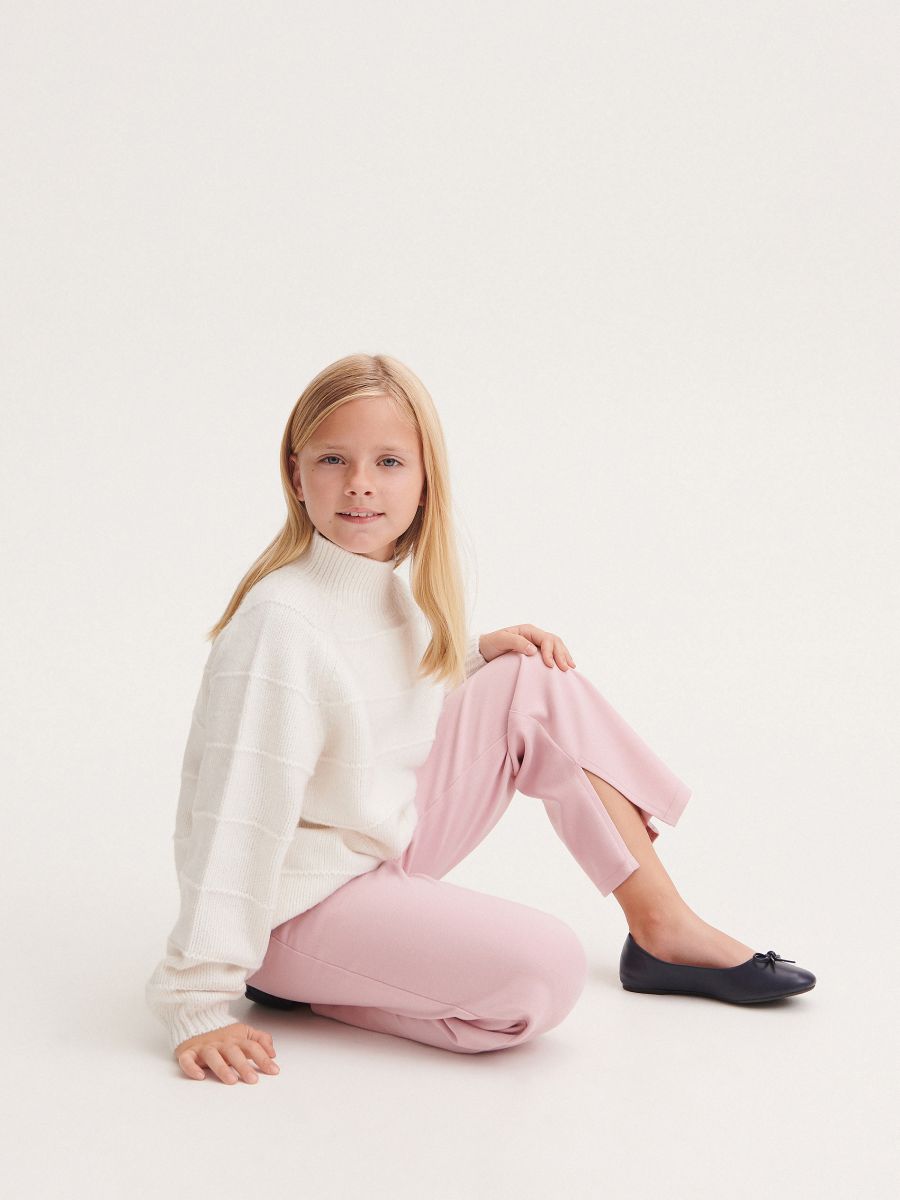 Trousers with split hems - dusty rose - RESERVED - 4