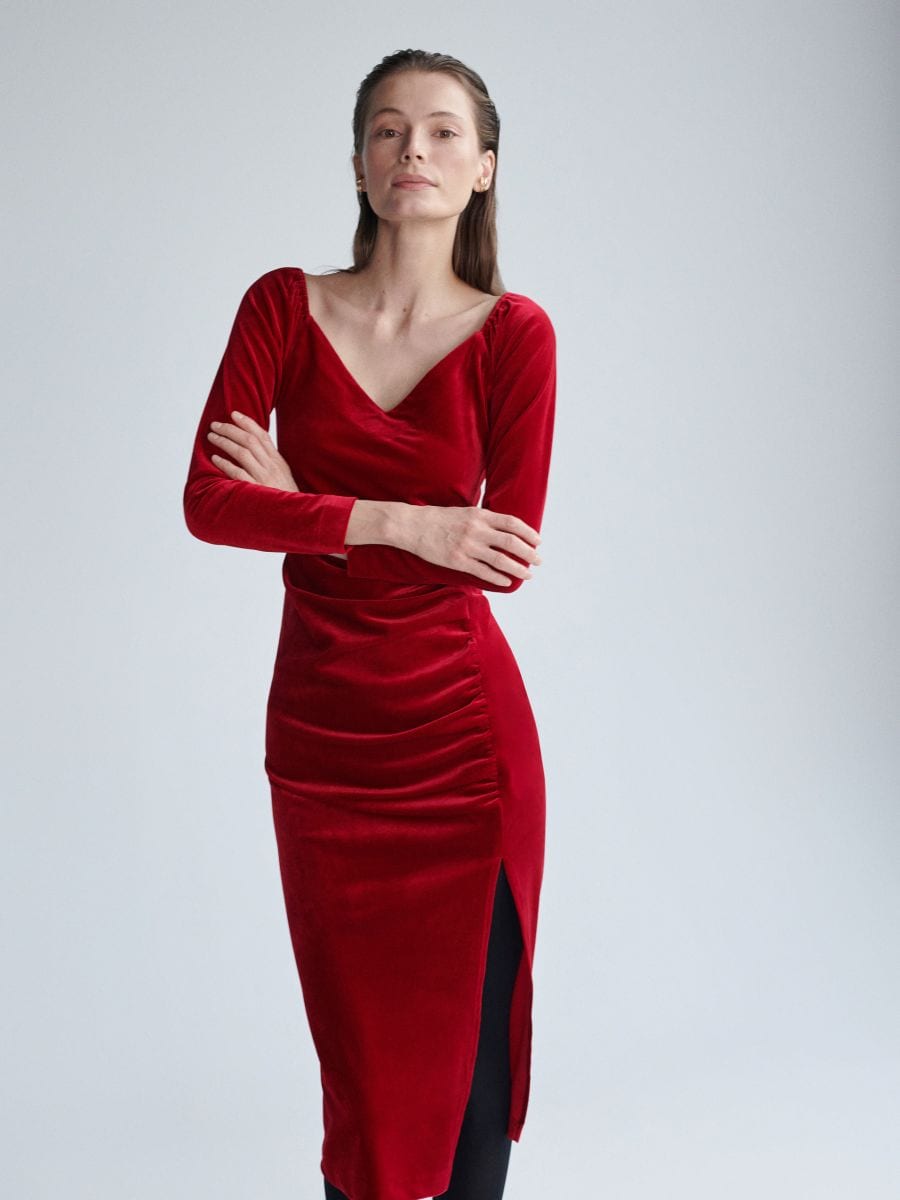 Robe rouge en velours discount