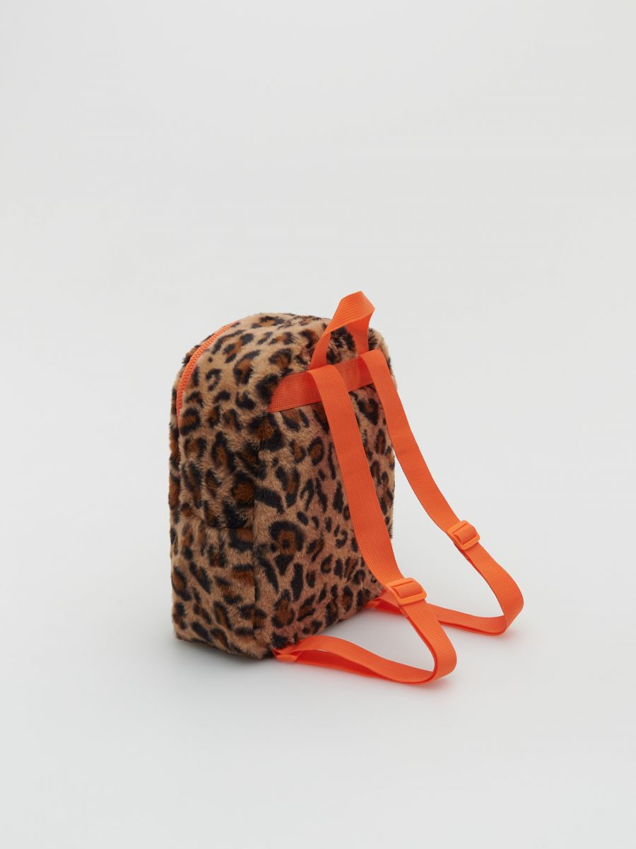 Fluffy leopard pattern backpack - golden brown - RESERVED - 5