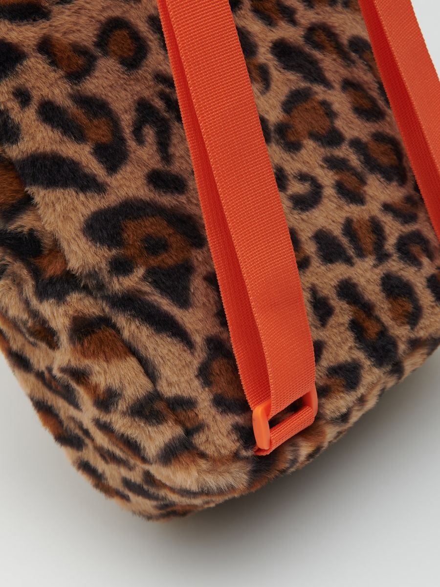 Fluffy leopard pattern backpack - golden brown - RESERVED - 7