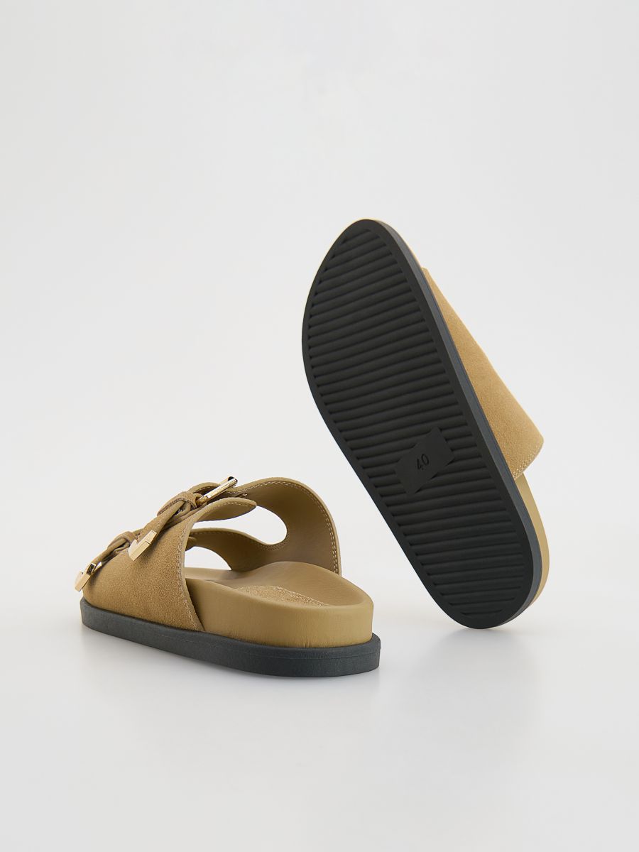 Suede sliders with buckles - beige - RESERVED - 3