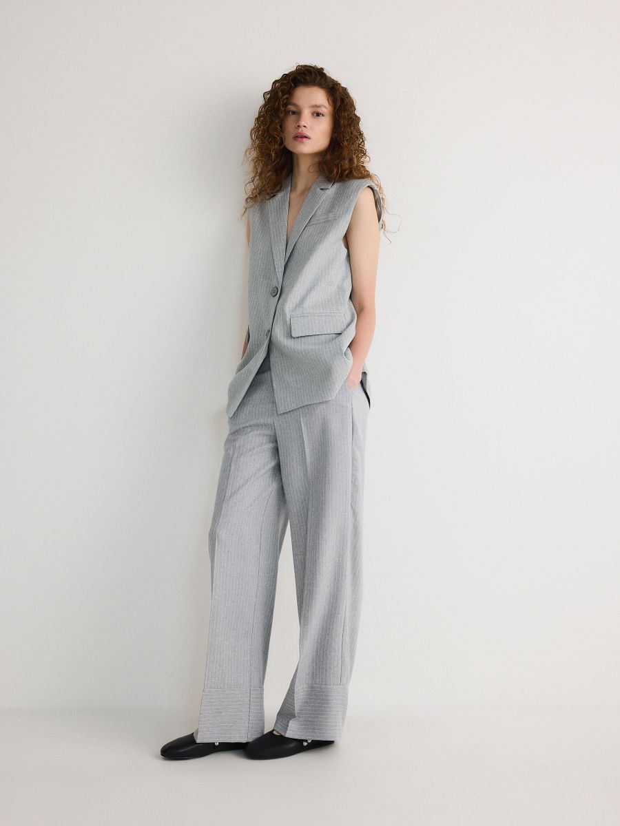 Wide trousers with crease - multicolor - RESERVED - 2