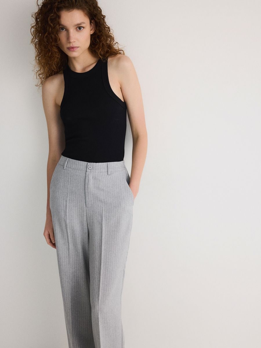 Wide trousers with crease - multicolor - RESERVED - 3