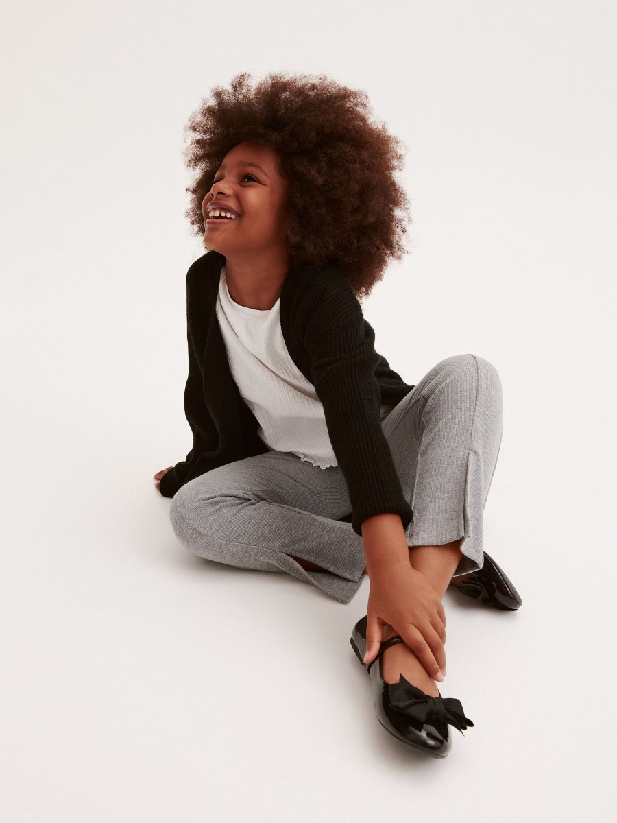 Rib knit trousers with splits - light grey - RESERVED - 2