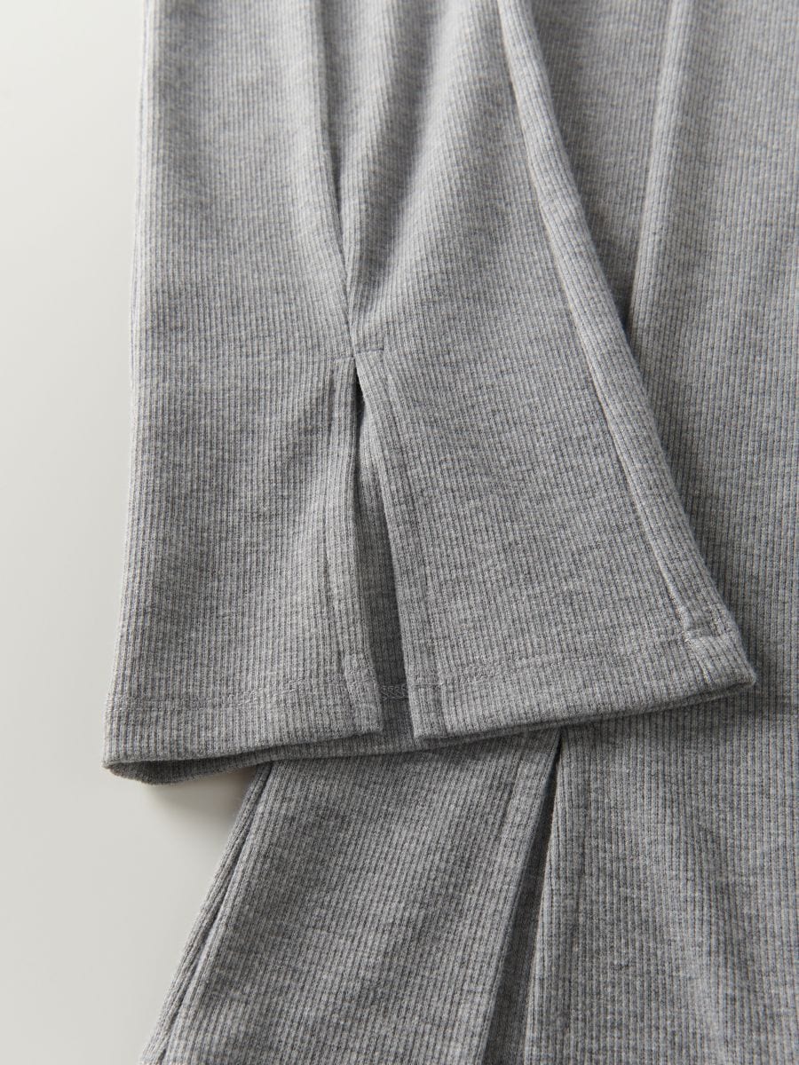 Rib knit trousers with splits - light grey - RESERVED - 4