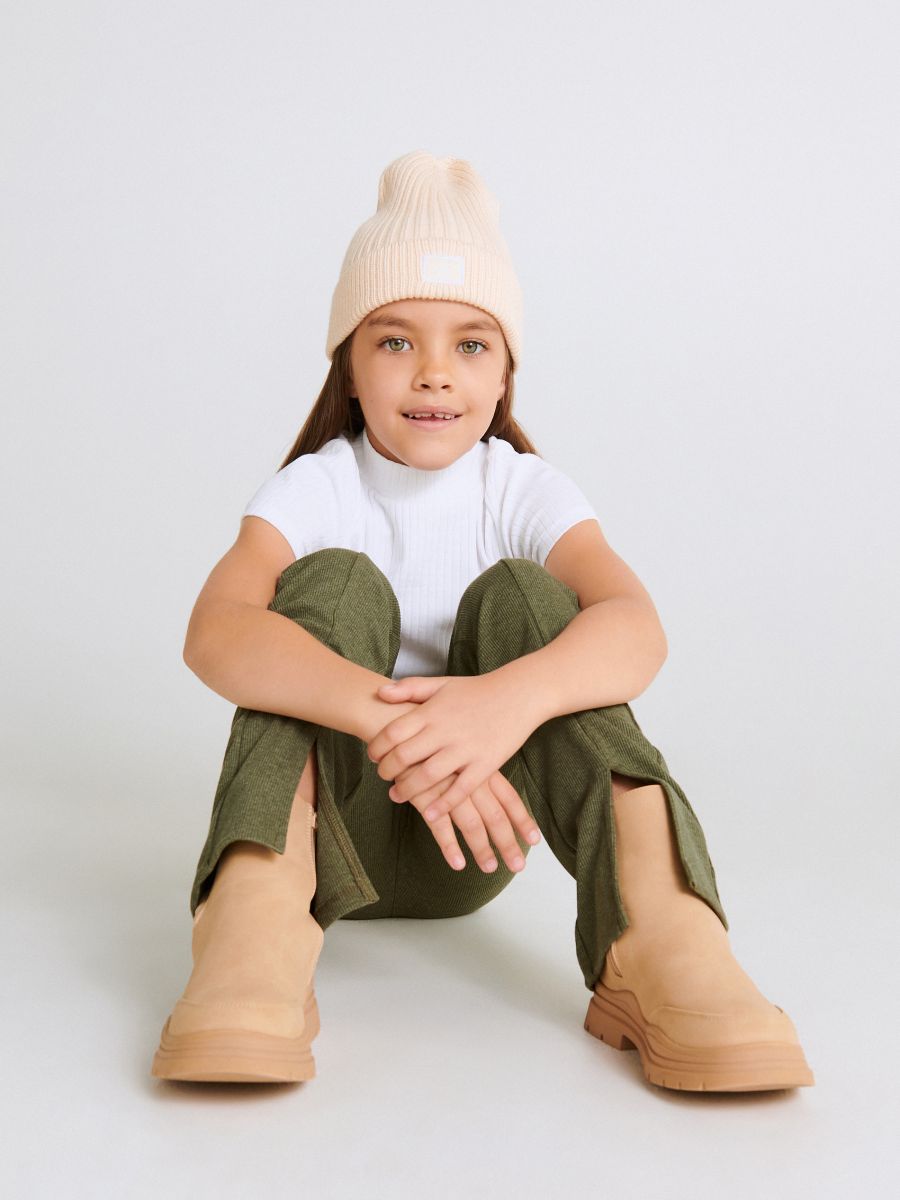 Rib knit trousers with splits - olive - RESERVED - 5