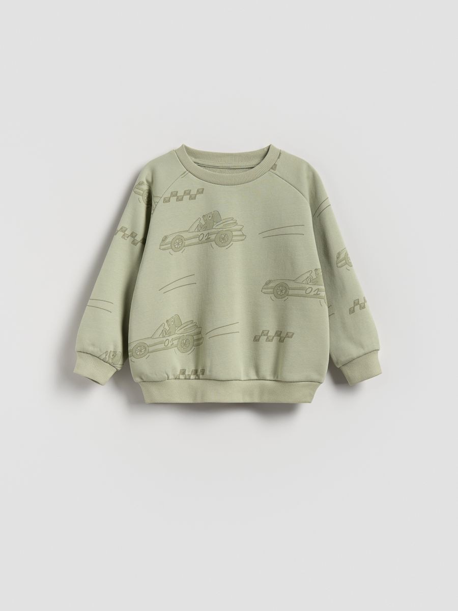 Printed sweatshirt - light green - RESERVED