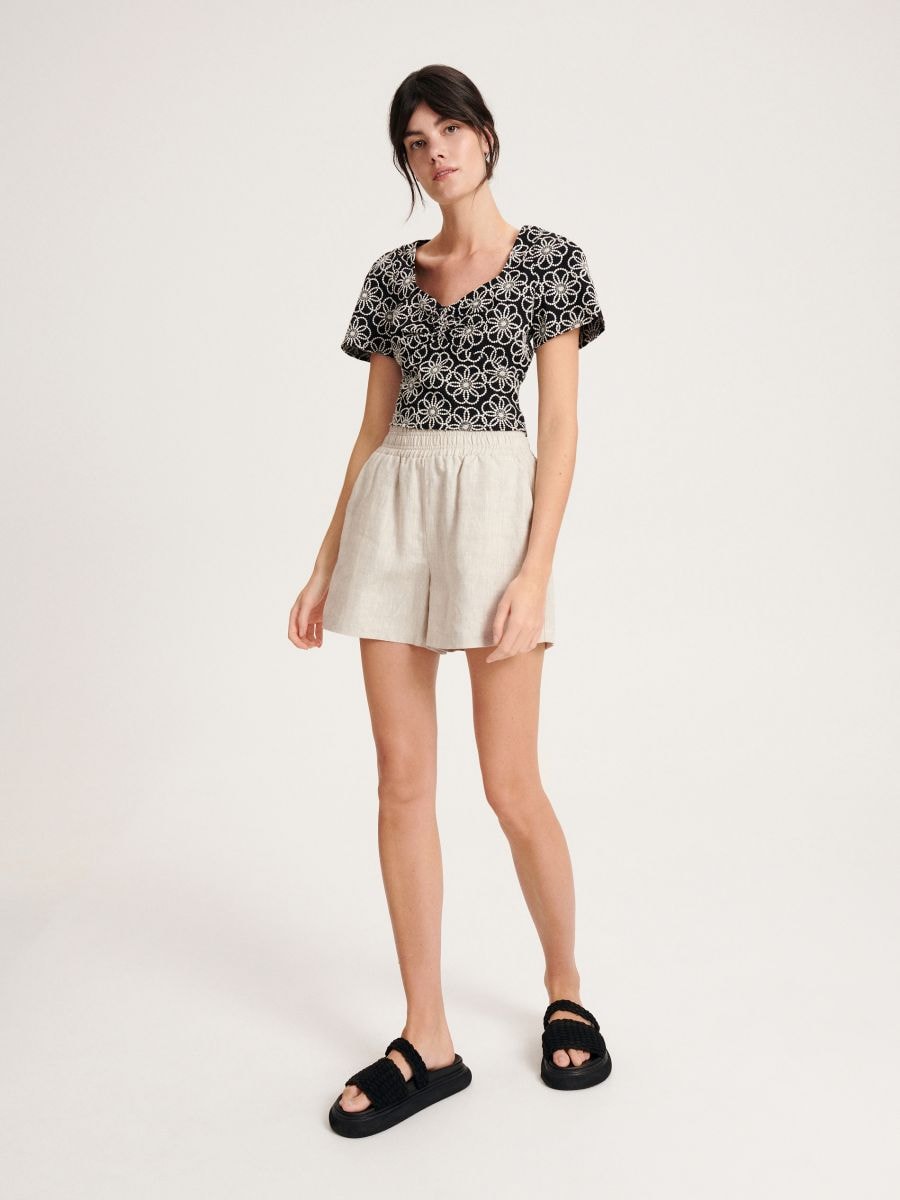 Linen shorts - beige - RESERVED - 4