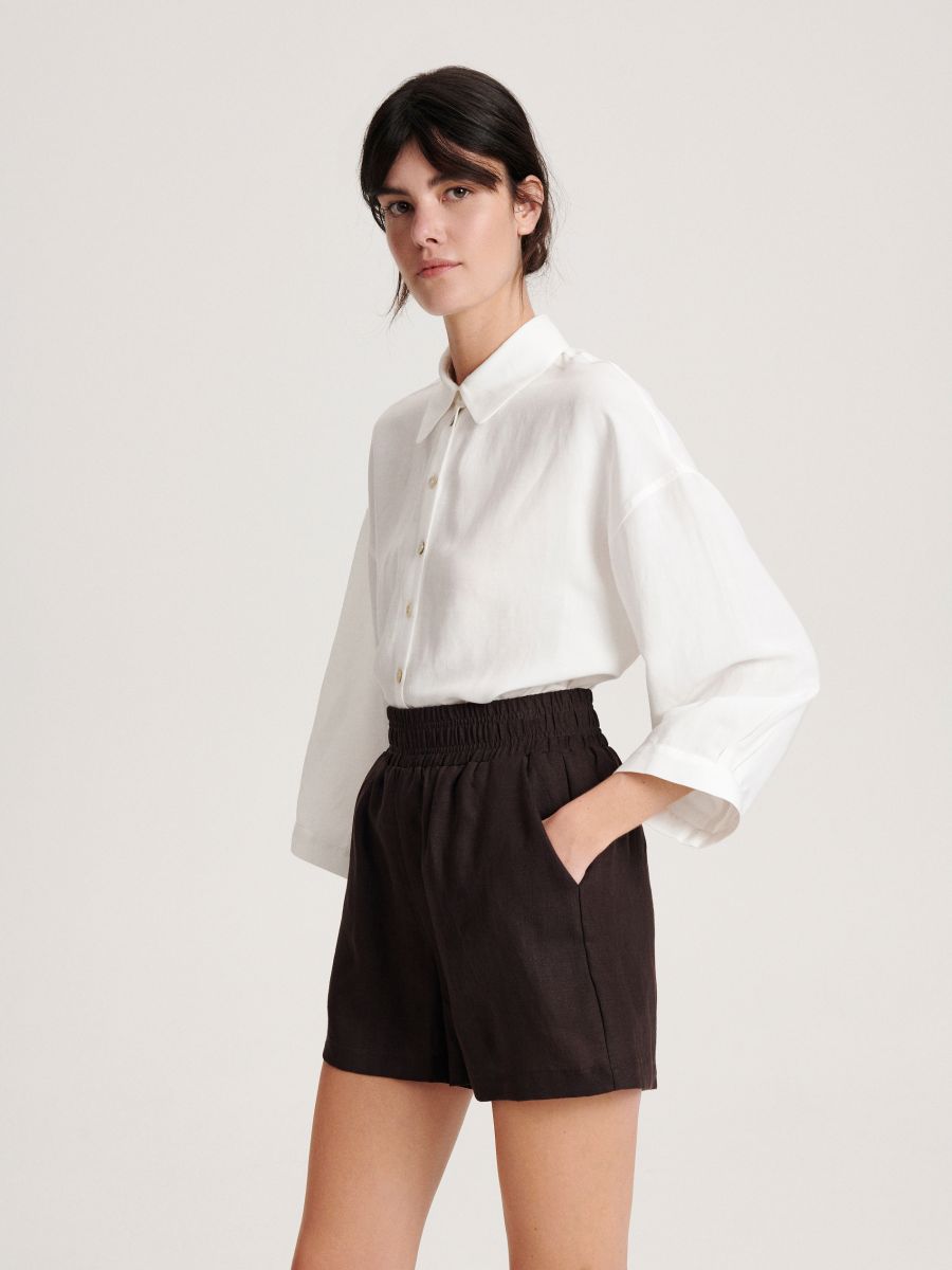 Linen shorts - dark brown - RESERVED - 5