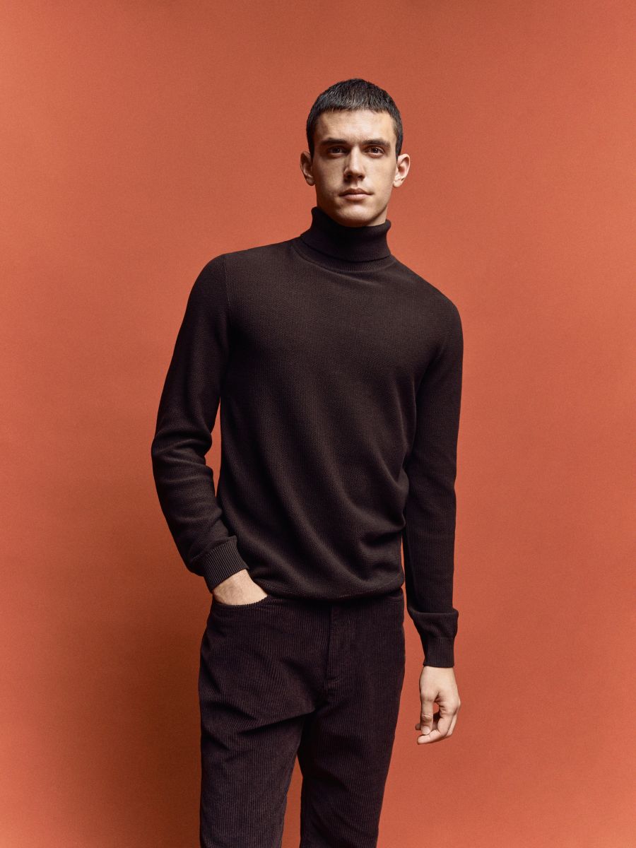 COTTON JERSEY LONG SLEEVE TURTLENECK