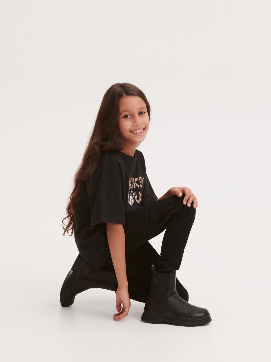 Cotton rich trousers with chain detail - black - RESERVED - 5