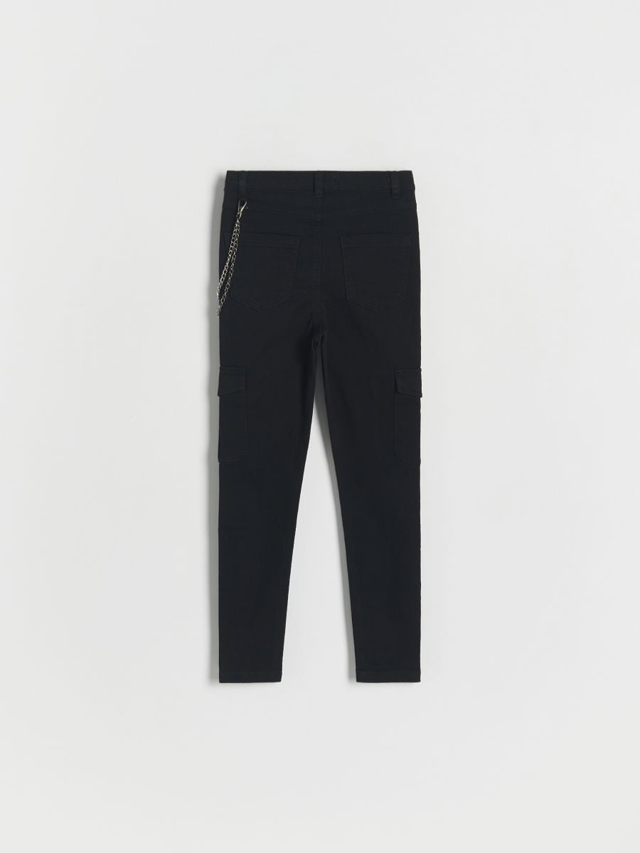 Cotton rich trousers with chain detail - black - RESERVED - 3