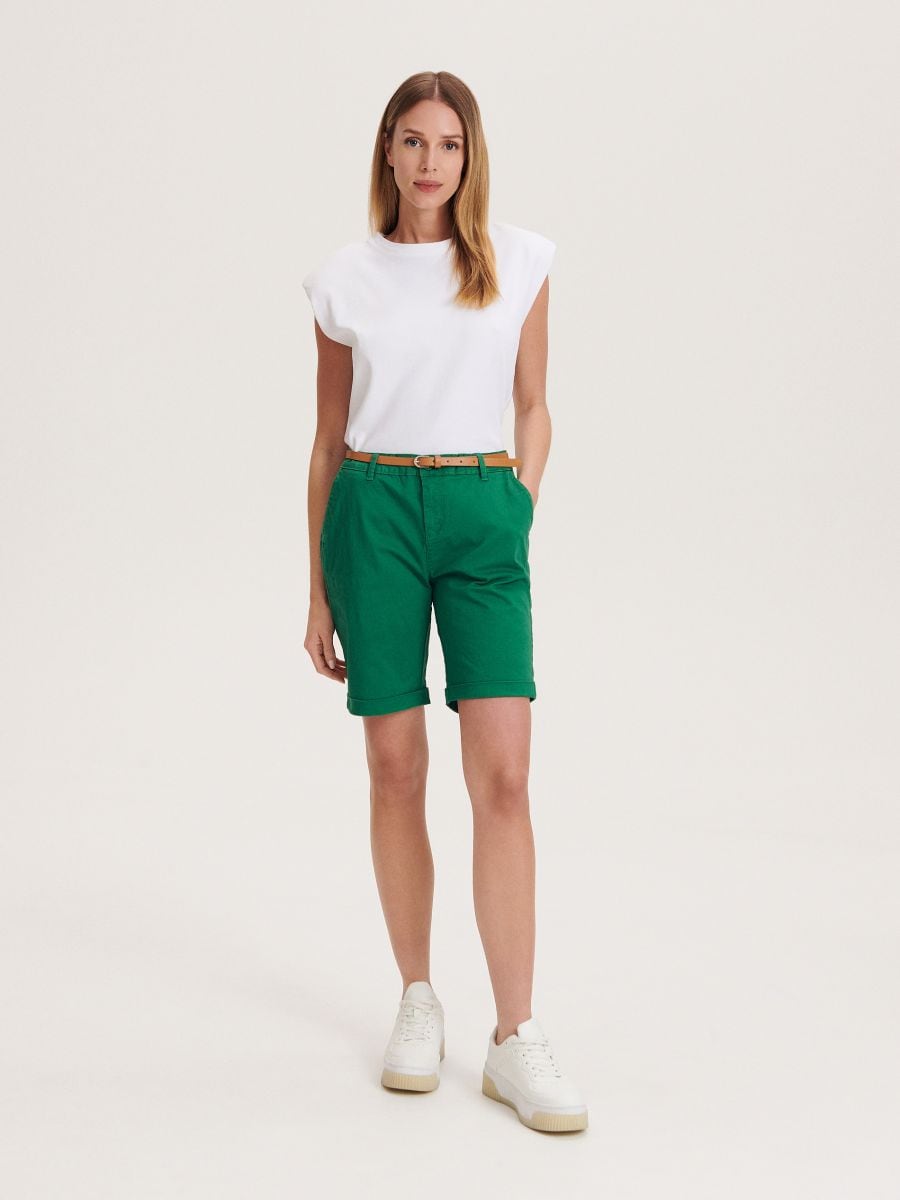Shorts med bælte Farve grøn - - 0108M-77X