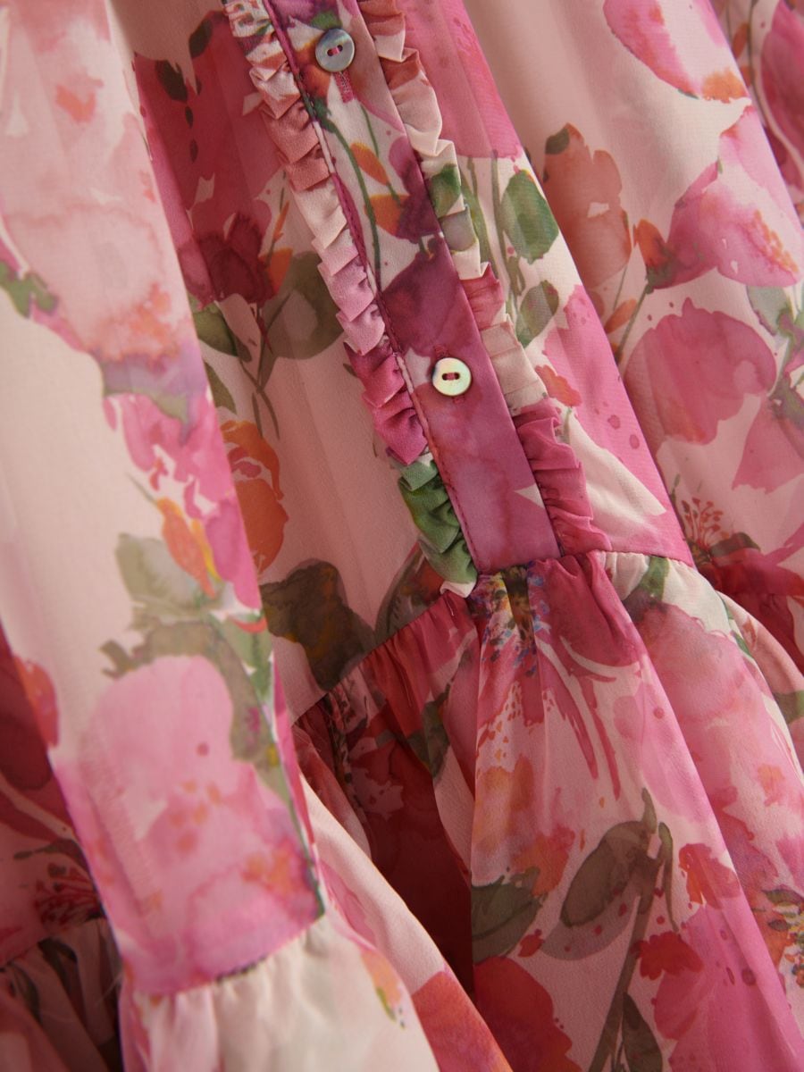 Chiffon dress with ruffle detail - multicolor - RESERVED - 5