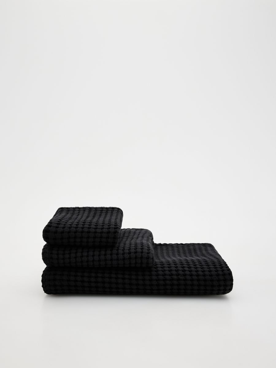 Waffle texture towel - black - RESERVED
